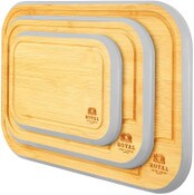 Wholesale - 3pc GRAY ROUNDED BAMBOO CUTTING BOARD SET, UPC: 850009397447